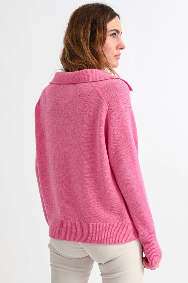Lisa Yang Cashmere Pullover SERENA mit Kragen in Pink