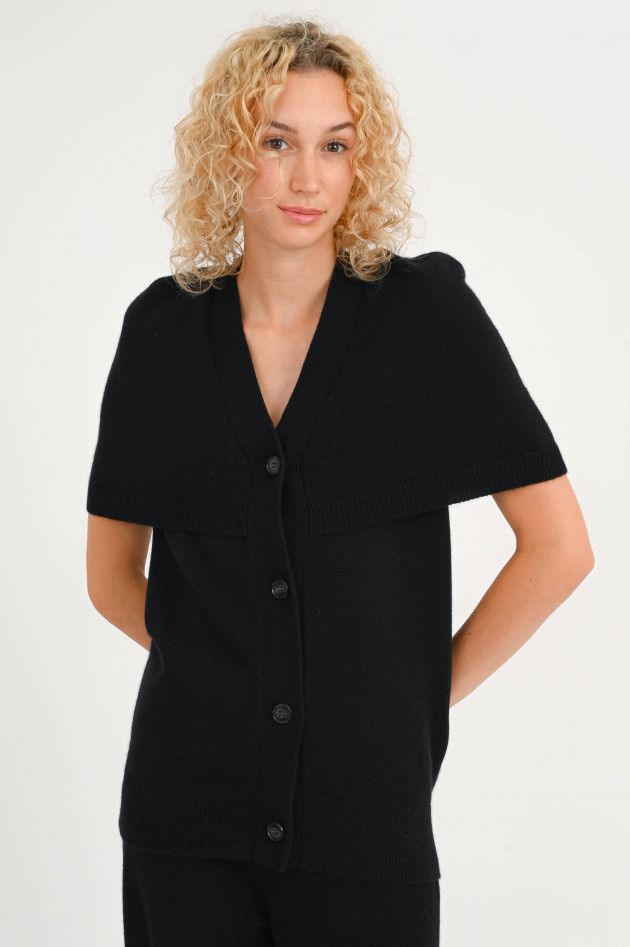 Lisa Yang Kurzarm Cashmere-Cardigan KENDAL in Schwarz