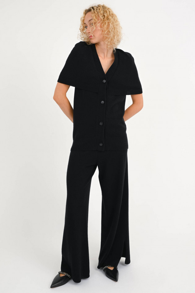 Lisa Yang Kurzarm Cashmere-Cardigan KENDAL in Schwarz