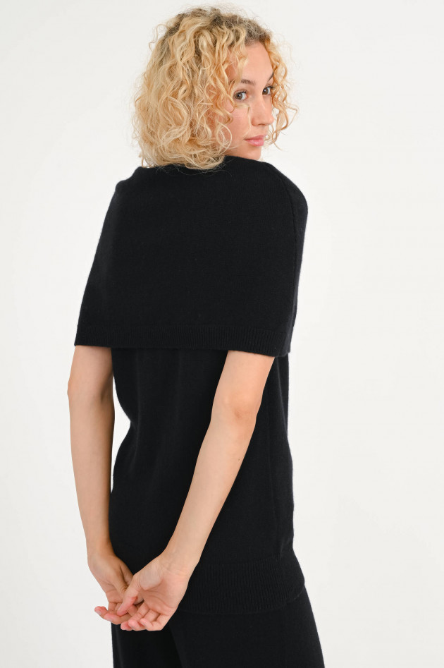 Lisa Yang Kurzarm Cashmere-Cardigan KENDAL in Schwarz