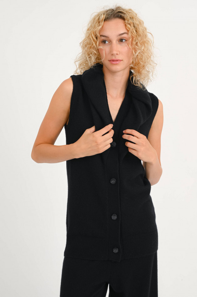 Lisa Yang Kurzarm Cashmere-Cardigan KENDAL in Schwarz