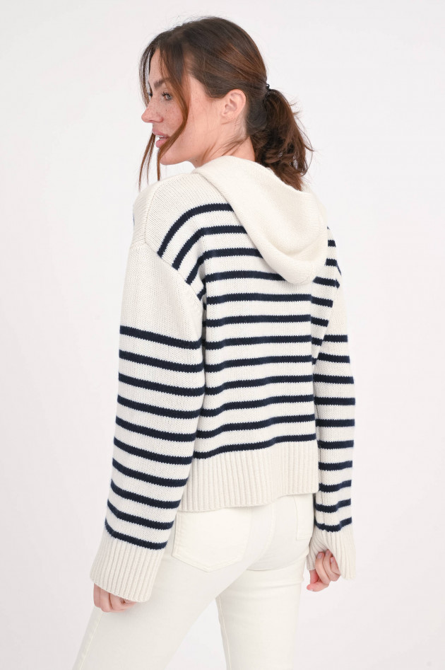 Lisa Yang Cashmere-Hoodie in Blau/Natur gestreift