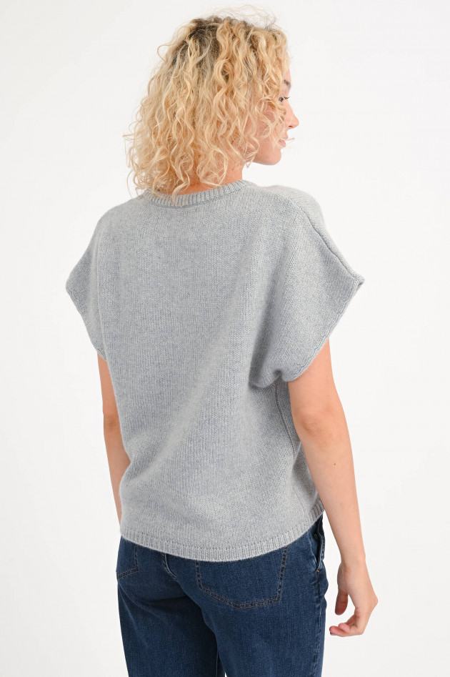 Lisa Yang Cashmere-Top LORENA in Grau mit Glitzer-Effekt