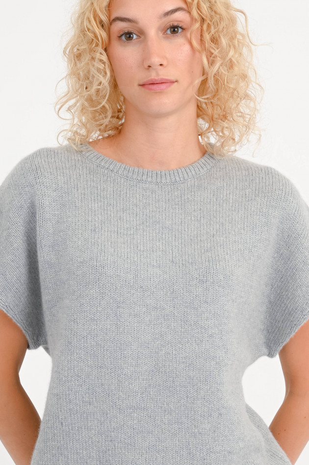 Lisa Yang Cashmere-Top LORENA in Grau mit Glitzer-Effekt