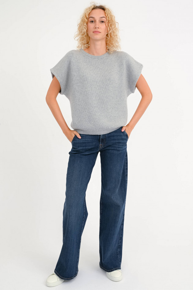 Lisa Yang Cashmere-Top LORENA in Grau mit Glitzer-Effekt