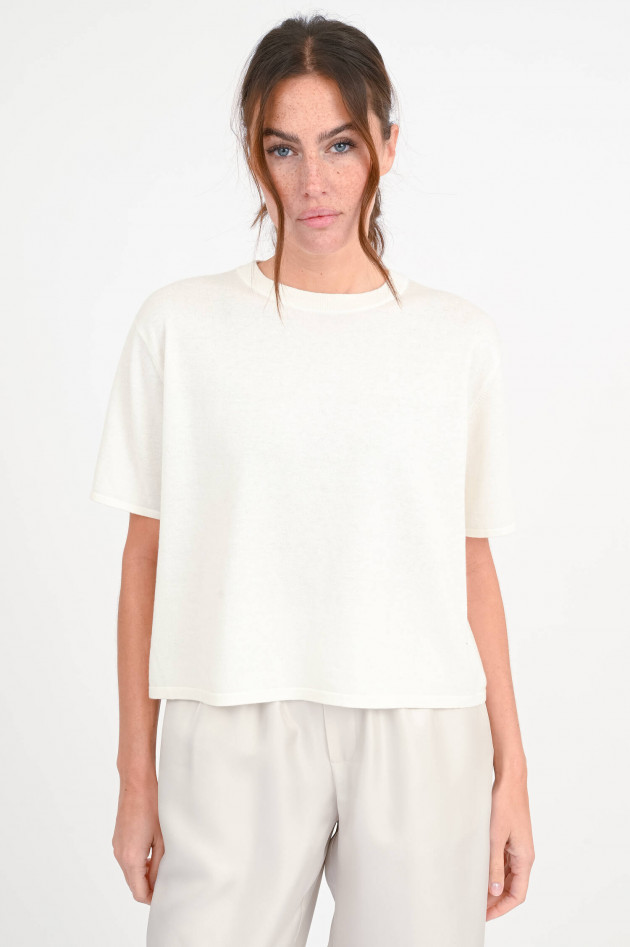Lisa Yang Kurzarm-Cashmere-Pullover RUBIE in Creme