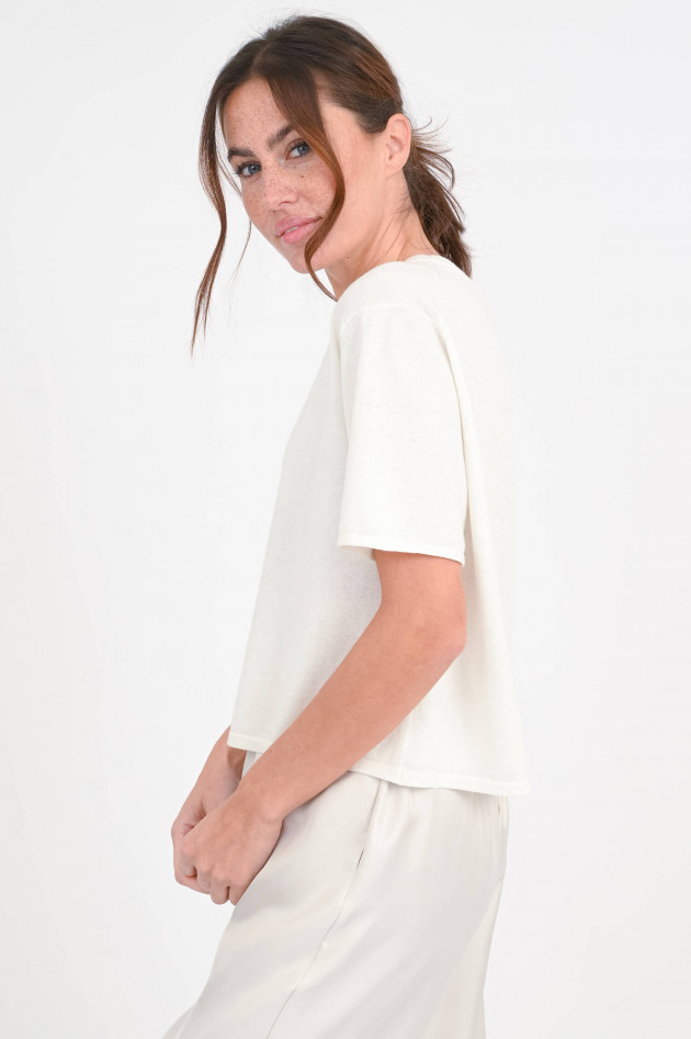 Lisa Yang Kurzarm-Cashmere-Pullover RUBIE in Creme