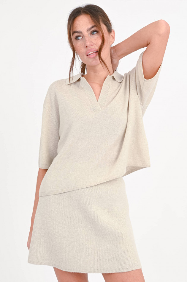 Lisa Yang Kurzarm-Polo aus Cashmere NEELA in Beige