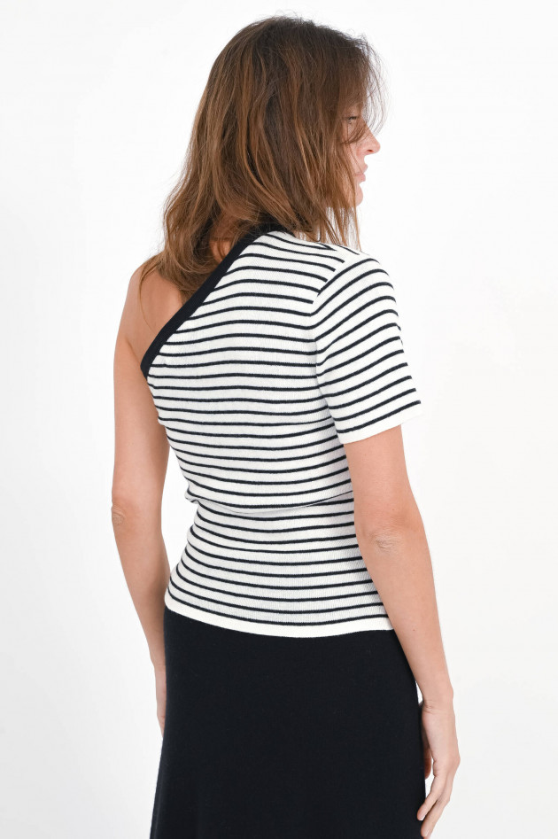 Lisa Yang Asymmetrisches Strick-Shirt MIRANA in Schwarz/Weiß