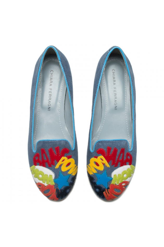 Chiara Ferragni Loafers in Blau/Bunt gemustert