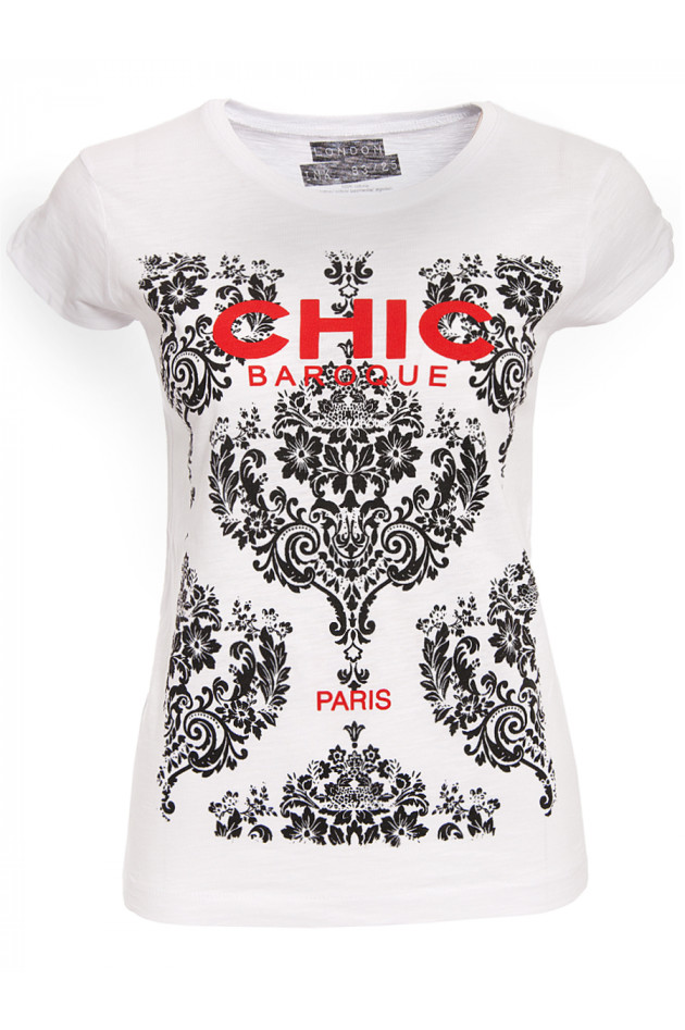 London Ink T-Shirt Weiß CHIC BAROQUE