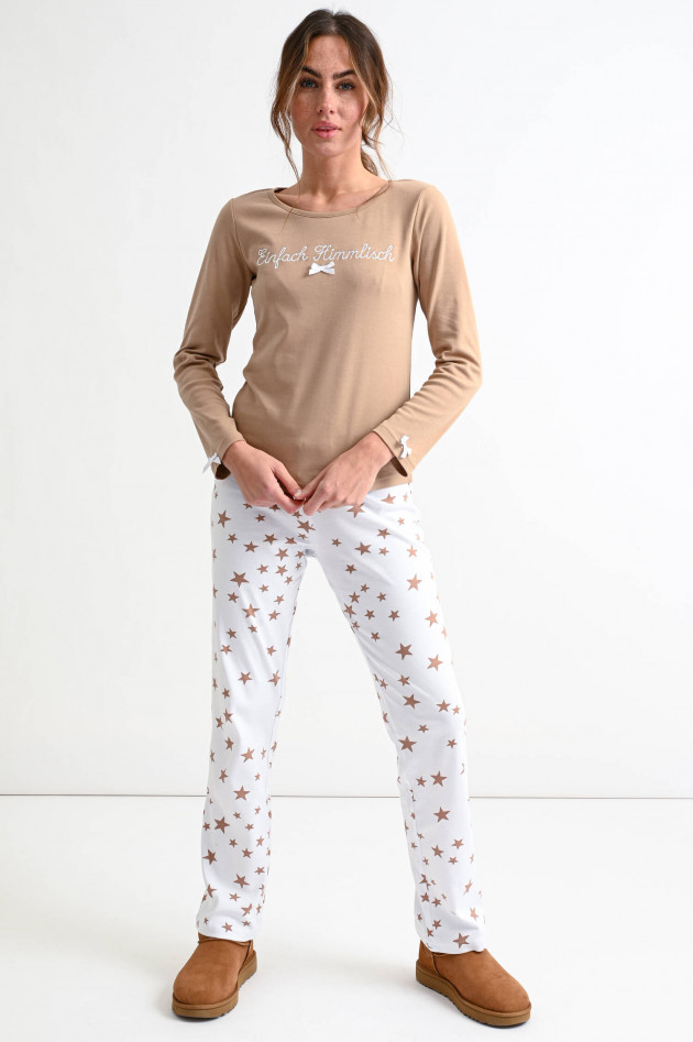 Louis & Louisa Pyjama EINFACH HIMMLISCH in Camel/Weiß