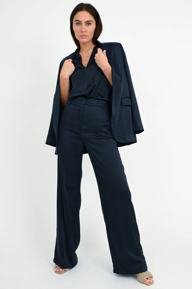 Love Birds Satin Blazer in Navy