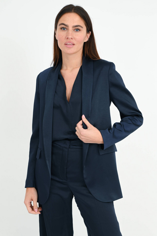 Love Birds Satin Blazer in Navy