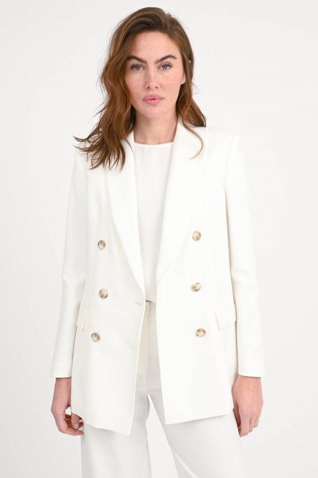 Love Birds Zweireihiger Blazer aus Viskose-Mix in Bianco
