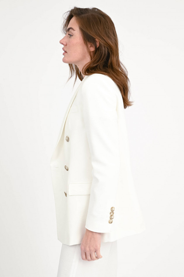 Love Birds Zweireihiger Blazer aus Viskose-Mix in Bianco