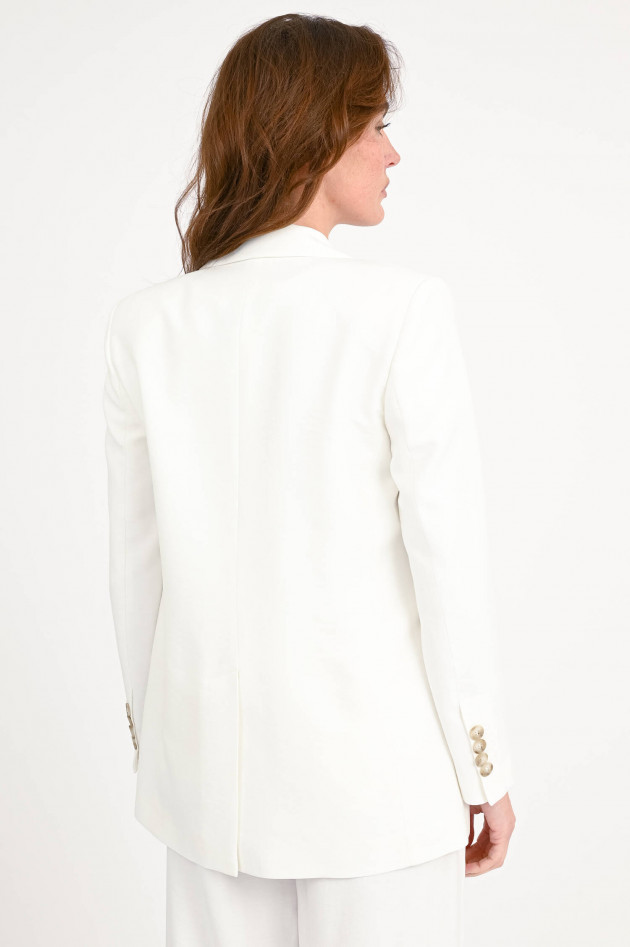 Love Birds Zweireihiger Blazer aus Viskose-Mix in Bianco