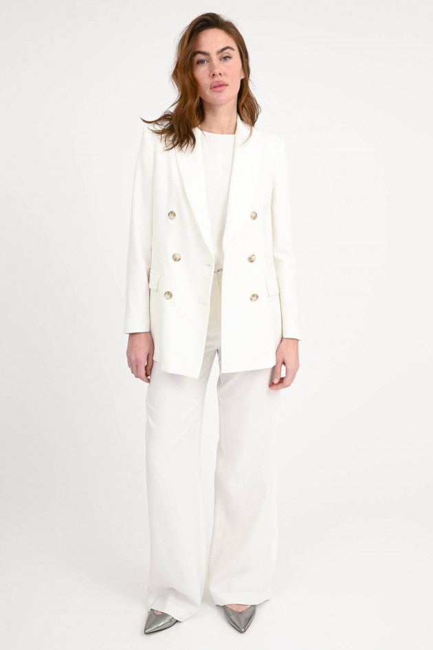 Love Birds Zweireihiger Blazer aus Viskose-Mix in Bianco