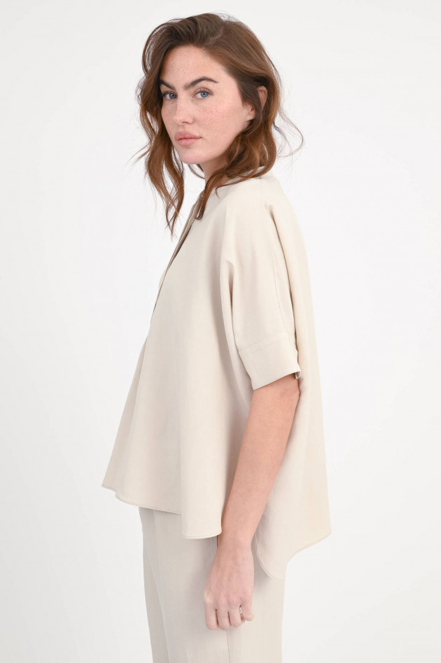 Love Birds Oversize Bluse aus Viskose-Leinen-Mix in Taupe