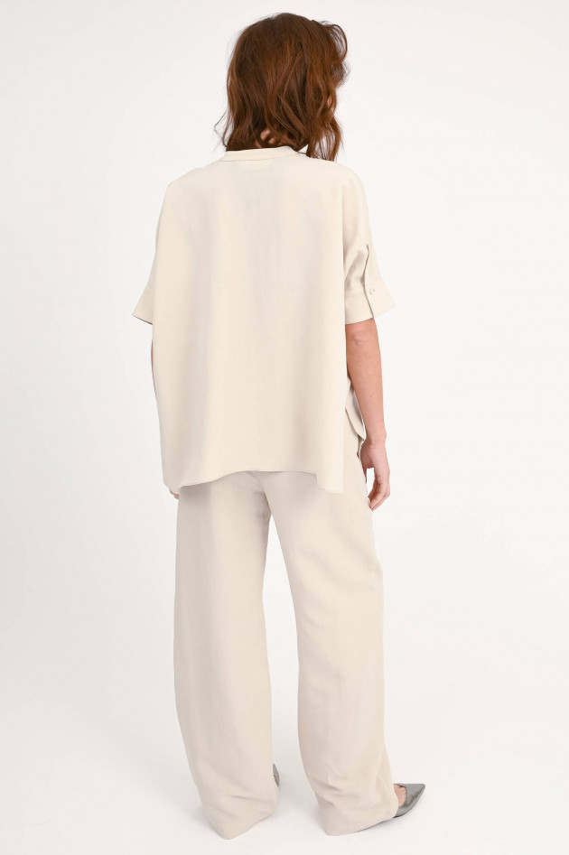 Love Birds Oversize Bluse aus Viskose-Leinen-Mix in Taupe