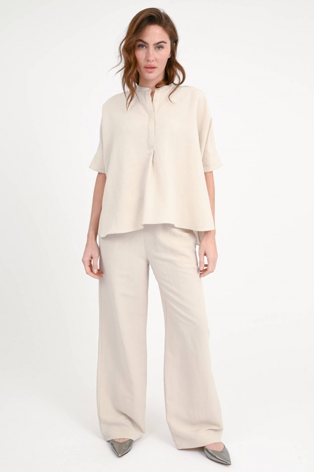 Love Birds Oversize Bluse aus Viskose-Leinen-Mix in Taupe