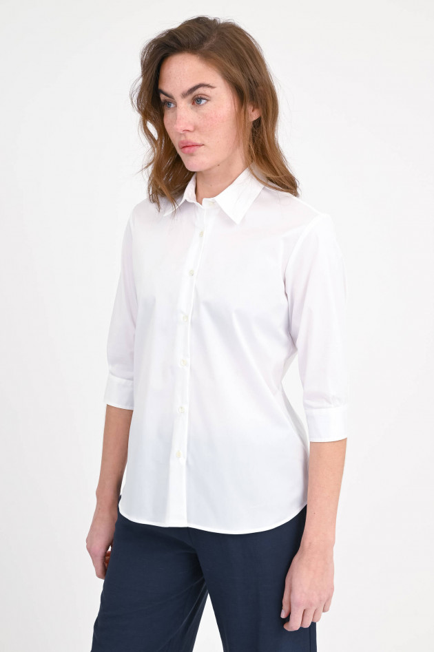 Love Birds Klassische Bluse mit 3/4 Arm in Weiß