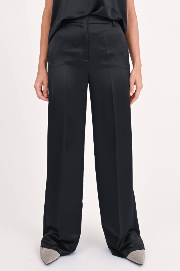 Love Birds Wide-Leg-Hose in Schwarz glänzend