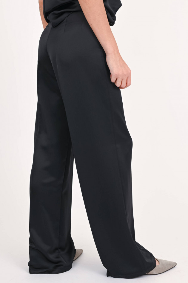 Love Birds Wide-Leg-Hose in Schwarz glänzend