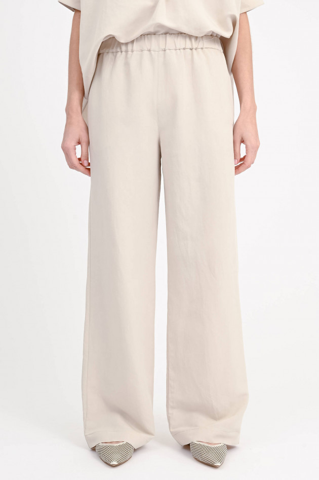 Love Birds Hose aus Leinen-Viskose-Mix in Taupe
