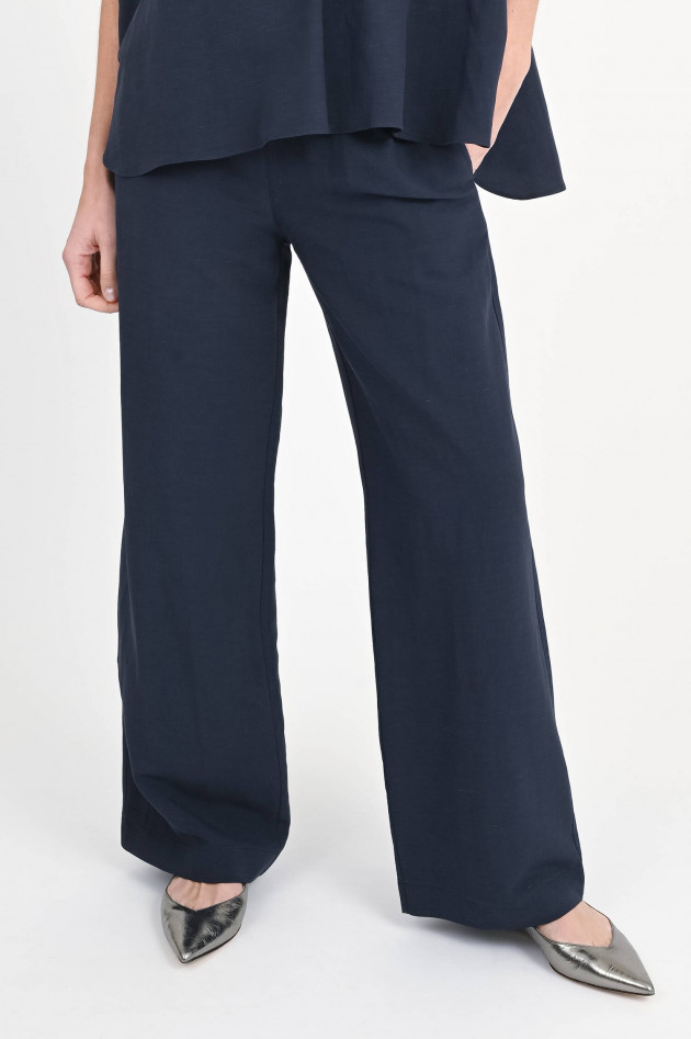 Love Birds Hose aus Leinen-Viskose-Mix in Navy