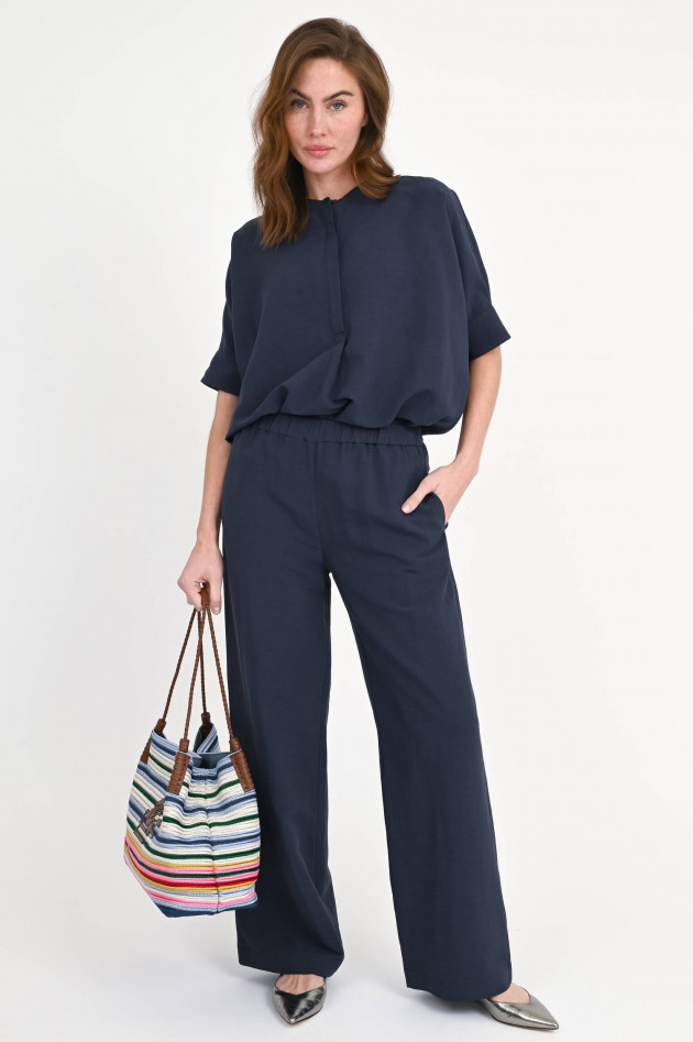 Love Birds Hose aus Leinen-Viskose-Mix in Navy