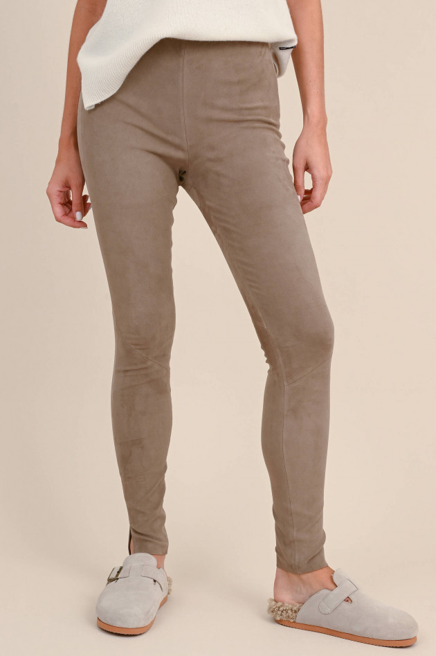 Love Birds Veloursleder Legging in Taupe