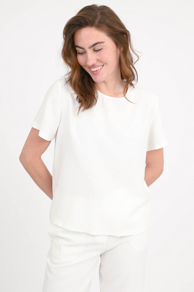 Love Birds Shirt aus Viskose-Mix in Bianco