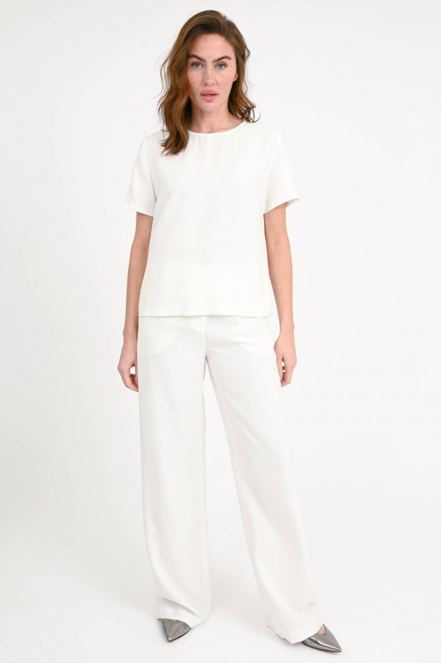 Love Birds Shirt aus Viskose-Mix in Bianco