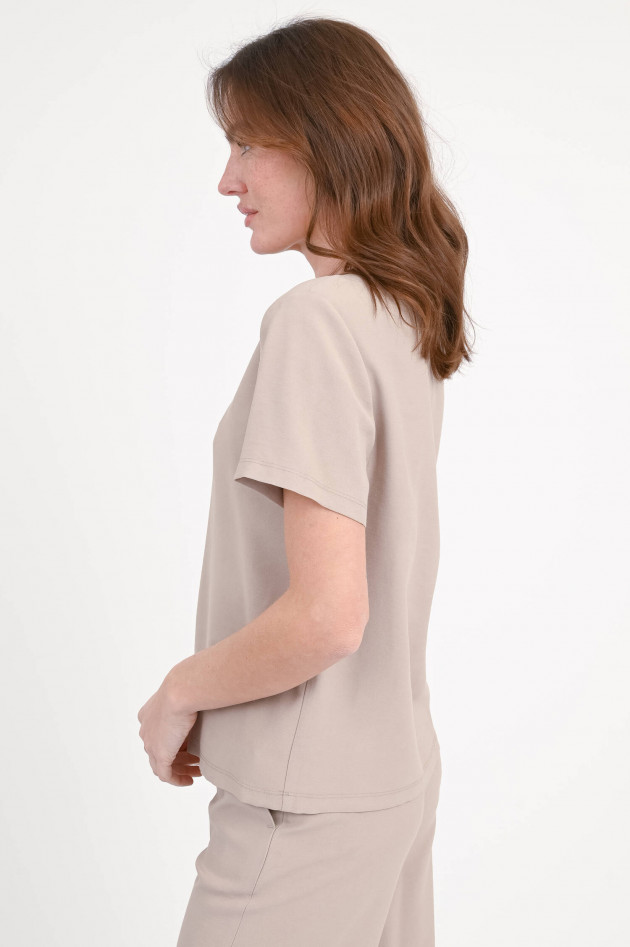 Love Birds Shirt aus Viskose-Mix in Taupe