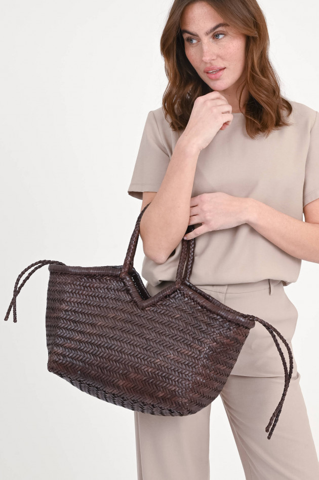 Love Birds Shirt aus Viskose-Mix in Taupe