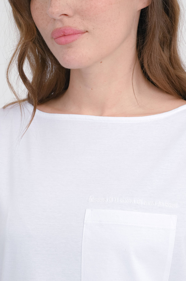 Love Birds Shirt mit dezentem U-Boot-Ausschnitt in Weiß