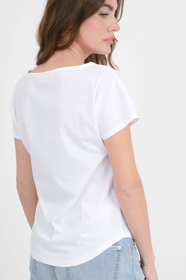 Love Birds Shirt mit dezentem U-Boot-Ausschnitt in Weiß