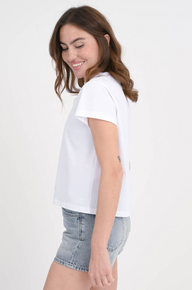 Love Birds Boxy T-Shirt mit Stickerei in Weiß
