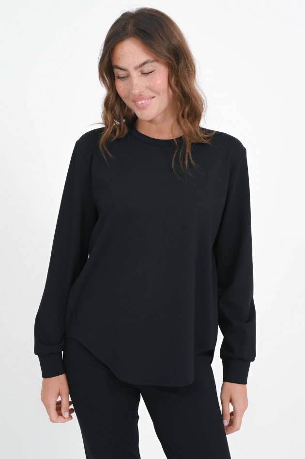 Love Birds Langarmshirt aus Viskose-Mix in Schwarz