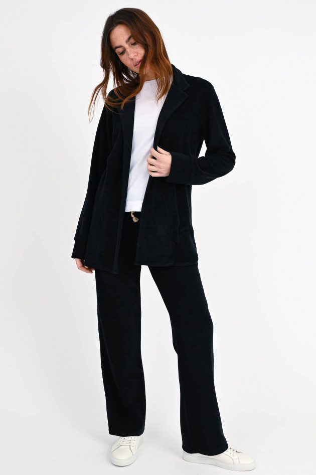 Love Joy Victory Long Blazer aus Frottee in Schwarz