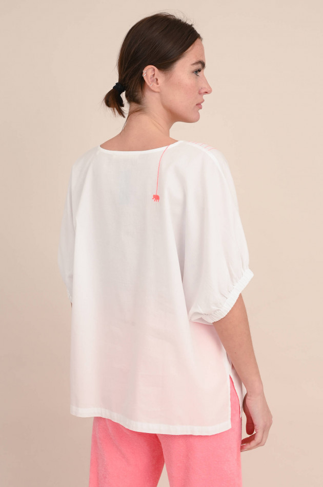 Love Joy Victory Bluse aus Baumwolle mit Neon-Stickerei in Weiß