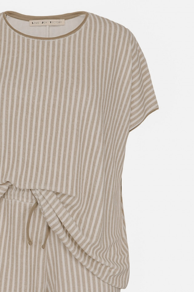 Love Joy Victory Gemustertes Loungewear-Set in Taupe/Weiß
