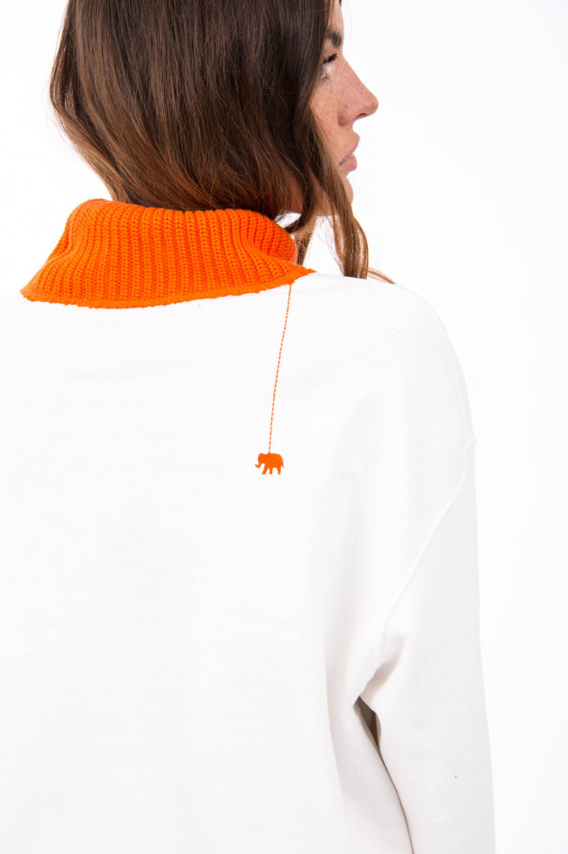 Love Joy Victory Oversized Sweater in Weiß/Orange