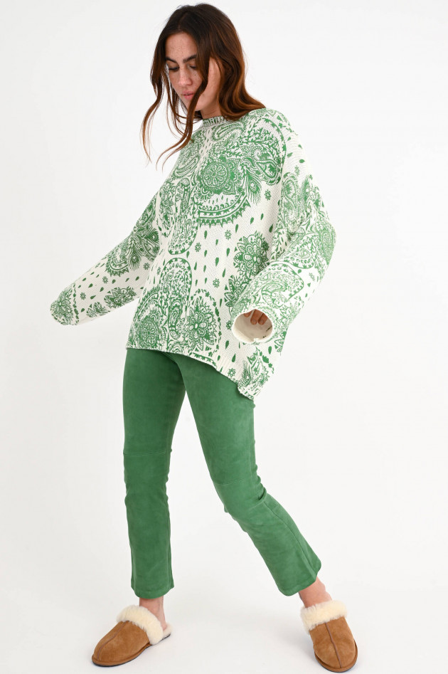 Love Joy Victory Paisley Strickpullover in Natur/Grün