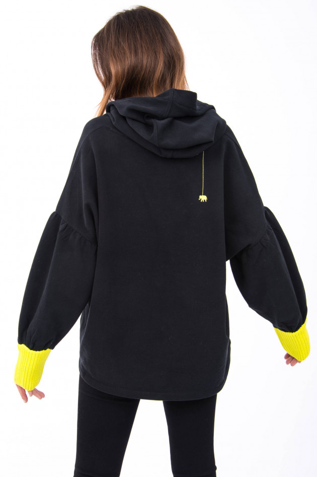 Love Joy Victory Hoodie mit Ballonärmel in Schwarz