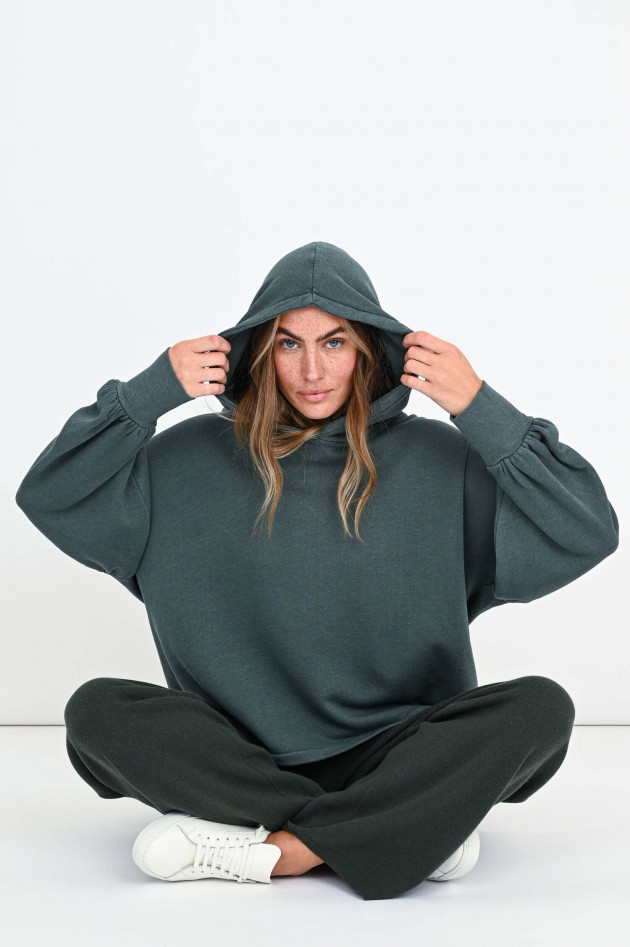 Love Joy Victory Hoodie mit gerafftem Ärmel in Smaragdgrün