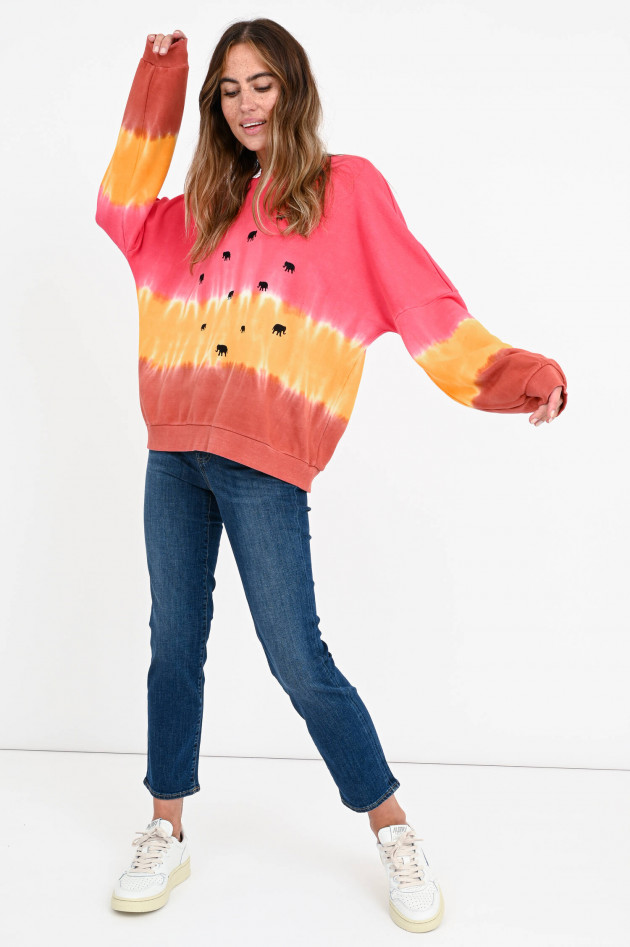 Love Joy Victory Batik-Sweater mit Elefanten in Pink/Orange/Rost