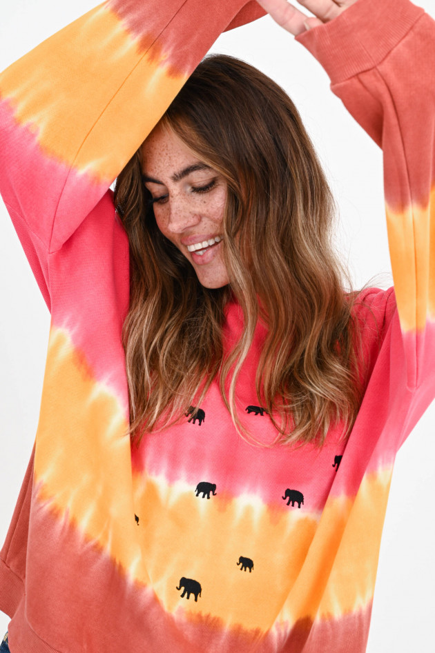 Love Joy Victory Batik-Sweater mit Elefanten in Pink/Orange/Rost