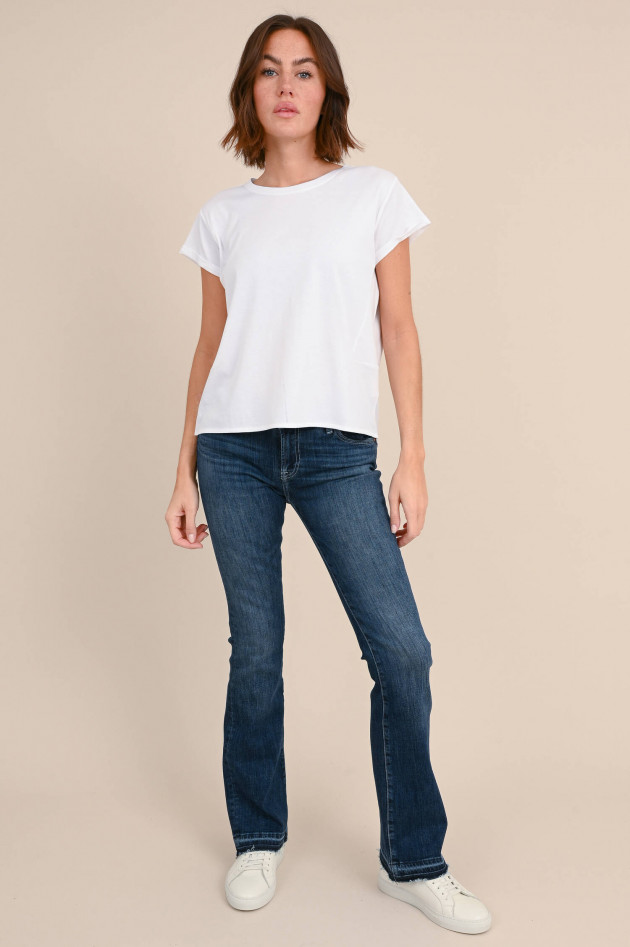 Love Joy Victory Baumwoll-Shirt mit verlängertem Rücken in Weiß